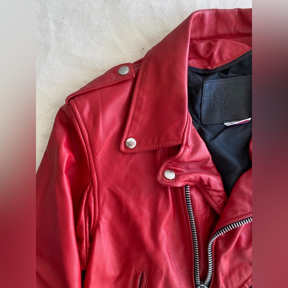 Branded Garments Inc Vintage Vibrant Red Leather Motorcycle Jacket USA Made 38 - Picture 7 of 14